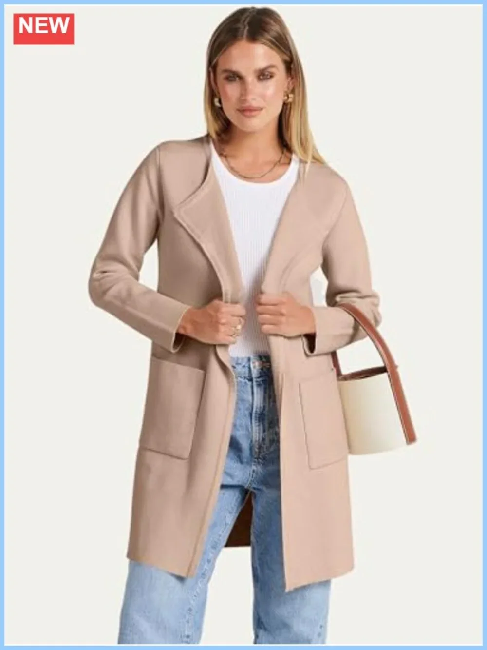 Open Front Knit Cardigan with Pockets, Long Sleeve, Lightweight, Loose Fit,